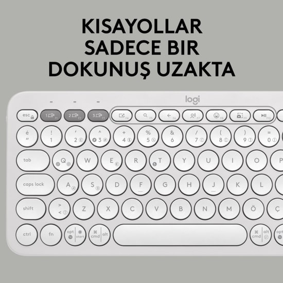Logitech Pebble Keys 2 K380s Beyaz Bluetooth Klavye (920-011860) - Easy-Switch ile 3 Cihaz Arası Geçiş, TR Q Düzen