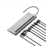 Belkin INC004BTSGY USB-C 11'i 1 Arada Çoklu Bağlantı İstasyonu - 4K HDMI, 100W PD, Ethernet, USB 3.0, Kart Okuyucu