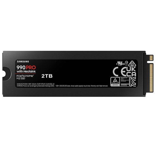 Samsung 990 PRO 2TB Soğutuculu NVMe M.2 NAND SSD (MZ-V9P2T0CW) - 7450/6900MB/s, PCIe 4.0, SMART Desteği, 2 GB Cache