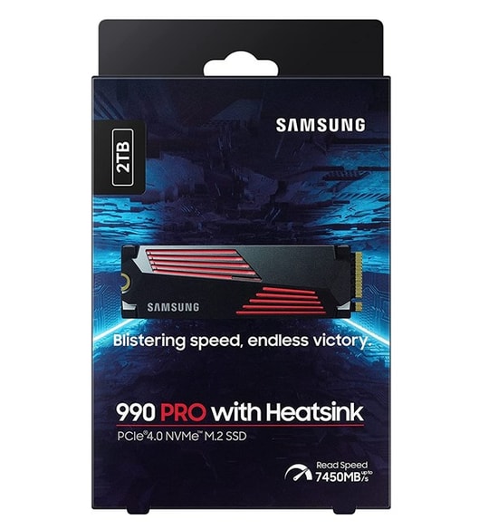 Samsung 990 PRO 2TB Soğutuculu NVMe M.2 NAND SSD (MZ-V9P2T0CW) - 7450/6900MB/s, PCIe 4.0, SMART Desteği, 2 GB Cache