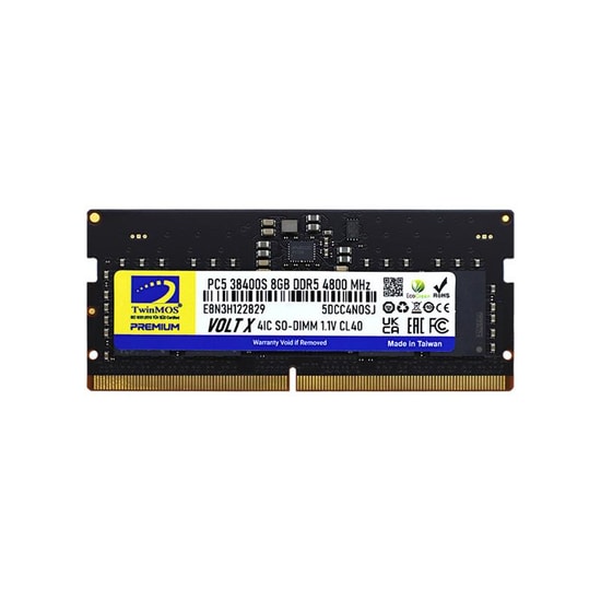 TwinMOS VoltX 8GB DDR5 4800MHz CL40 Notebook RAM (TMD58GB4800S40) - 1.1V, Yüksek Performanslı, Güç Tasarruflu Bellek