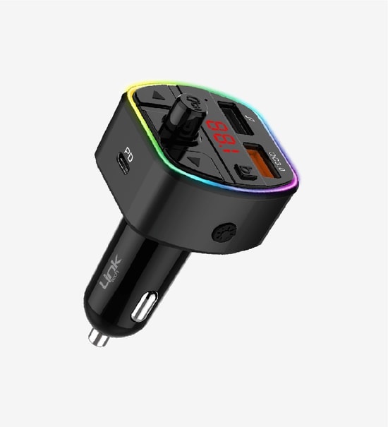 LinkTech GP14 Premium PD 38W 5.0 Bluetooth FM Transmitter (LMP-GP14/SILVER) - Üç Girişli, Hızlı Şarj, Gümüş Renk