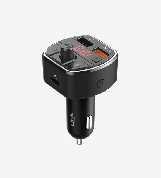 LinkTech GP14 Premium PD 38W 5.0 Bluetooth FM Transmitter (LMP-GP14/SILVER) - Üç Girişli, Hızlı Şarj, Gümüş Renk