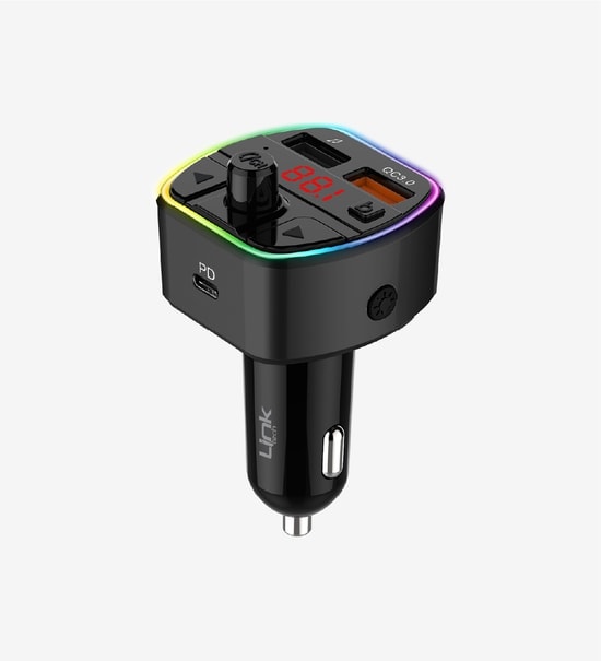 LinkTech GP14 Premium PD 38W 5.0 Bluetooth FM Transmitter (LMP-GP14/BLACK) - Üç Girişli, Hızlı Şarj, Siyah Renk