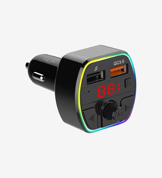 LinkTech GP14 Premium PD 38W 5.0 Bluetooth FM Transmitter (LMP-GP14/BLACK) - Üç Girişli, Hızlı Şarj, Siyah Renk