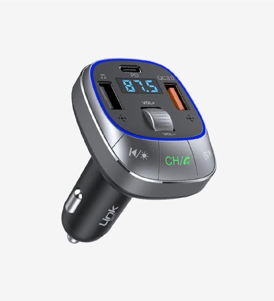 LinkTech GF17 48W PD & QC3.0 FM Transmitter (LMP-GF17) - 5.1 Bluetooth, LED Ekran, Çift USB Hızlı Şarj, Araç Aksesuarı