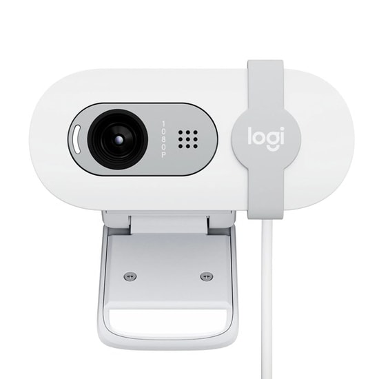 Logitech Brio 100 Beyaz Full HD Webcam (960-001617) - 1080P, 30fps, Otomatik Parlaklık, Stereo Mikrofon, 150cm USB Kablo