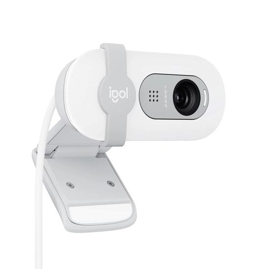 Logitech Brio 100 Beyaz Full HD Webcam (960-001617) - 1080P, 30fps, Otomatik Parlaklık, Stereo Mikrofon, 150cm USB Kablo