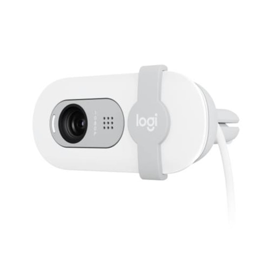 Logitech Brio 100 Beyaz Full HD Webcam (960-001617) - 1080P, 30fps, Otomatik Parlaklık, Stereo Mikrofon, 150cm USB Kablo
