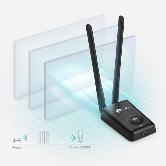 TP-Link TL-WN8200ND 300 Mbps Wi-Fi USB Adaptör - 2.4GHz, 2x Harici Anten, USB 2.0, Yüksek Çekim Gücü, Masaüstü