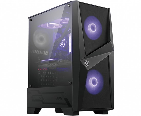MSI MAG Forge 100M ATX Mid Tower Gaming Bilgisayar Kasası - Temperli Cam, 2x RGB Led Fan, 1x120mm Fan, USB 3.2