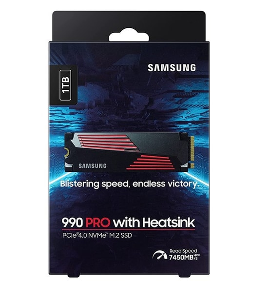 Samsung 990 PRO 1TB Soğutuculu M.2 NVMe NAND SSD (MZ-V9P1T0CW) - 7450/6900MB/s, PCIe 4.0, PS5 Uyumlu, 1GB Önbellek