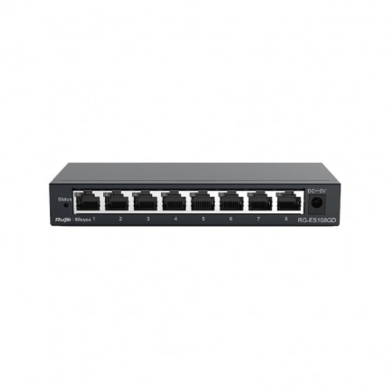 Ruijie Reyee RG-ES108GD 8 Port Gigabit Switch - Metal Kasa, Masaüstü Kullanım, Tak Çalıştır, 10/100/1000 Mbps Hız