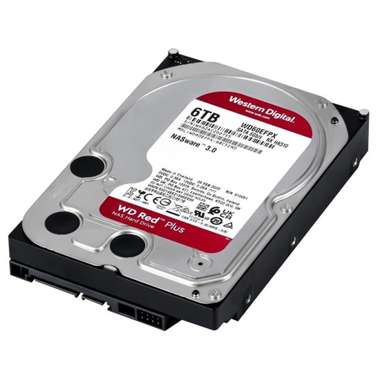 WD Red Plus 6TB NAS HDD (WD60EFPX) - 3.5" SATA, 5400RPM, 256MB Önbellek, CMR, 7/24 Kayıt, Resmi Distribütör Garantili