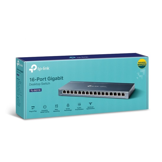 TP-Link TL-SG116 16 Port Gigabit Masaüstü Switch - Metal Kasa, Tak Çalıştır, Güç Tasarruflu, Yönetilemez Anahtar