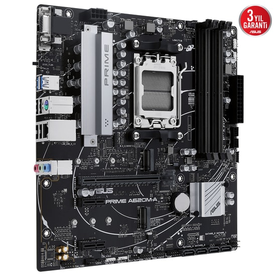 ASUS Prime A620M-A/CSM: AMD Ryzen AM5, DDR5 6400, 2xM2, VGA, DP, HDMI, USB3.2, AURA RGB, mATX Anakart (90MB1F10-M0EAYC)