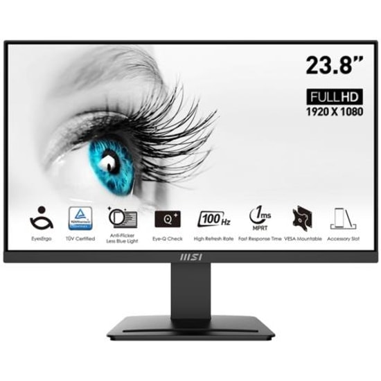 MSI 23.8 Pro MP2412 1920x1080 (FHD) Flat VA 100Hz 1ms FreeSync Monitör - HDMI, DP, Anti-Glare, VESA Uyumluluğu