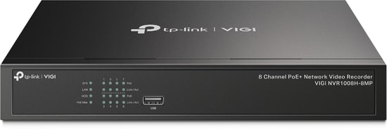 TP-Link VIGI NVR1008H-8MP: 8 Kanal PoE'li 8MP NVR Kayıt Cihazı, H.265+, 1 SATA, ONVIF, 80Mbps Bant Genişliği