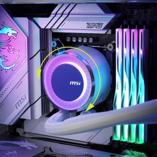 MSI Mag Coreliquid E360 Beyaz ARGB Sıvı İşlemci Soğutucu - 3x120mm PWM Fan, 75CFM Hava Akışı, 3000RPM Pompa, Bakır Plaka