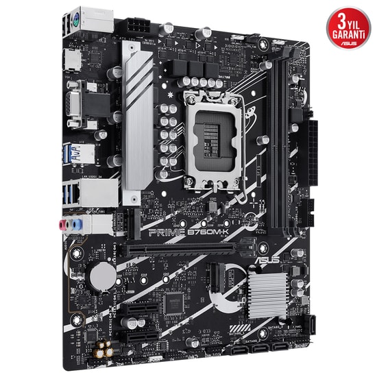 Asus Mb PRIME B760M-K INTEL B760 Lga1700 Ddr5 8000 Hdmi Vga Çift M2 Usb3.2 Aura Rgb 2.5gbit Lan Matx Asus 5x Pro Ana Kar