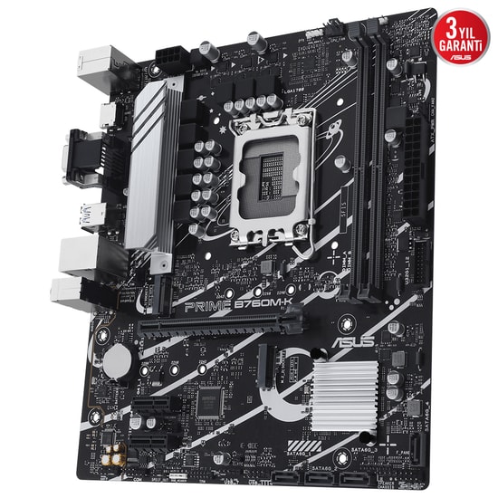 Asus Mb PRIME B760M-K INTEL B760 Lga1700 Ddr5 8000 Hdmi Vga Çift M2 Usb3.2 Aura Rgb 2.5gbit Lan Matx Asus 5x Pro Ana Kar