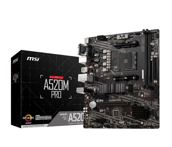Msi A520M PRO Am4 Ddr4 4600(Oc) Vga Dvi Hdmi M.2 Usb3.2 Matx Ana Kart