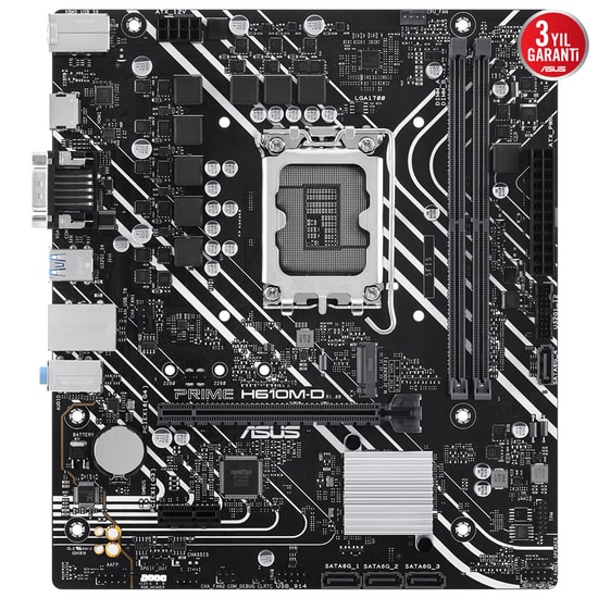 Asus Prime H610M-D D5 Anakart (90MB1G80-M0EAY0) - LGA1700, DDR5 5600MHz, Micro ATX, HDMI, VGA, M.2, 4xSATA, PCIe 4.0