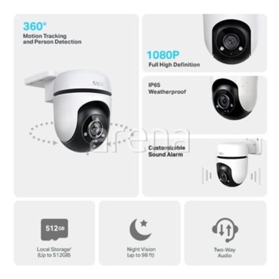 TP-Link Tapo C500 2MP 30 Metre Dış Mekan Full Hd Yatay/Dikey Wi-Fi Güvenlik Kamerası - 360 Hareket İzleme