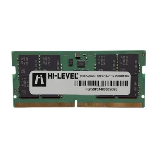 Hi-Level 32GB 5600MHz CL46 DDR5 SODIMM Notebook RAM (HLV-SOPC44800D5-32G) - 1.1V Yüksek Performanslı Laptop Belleği