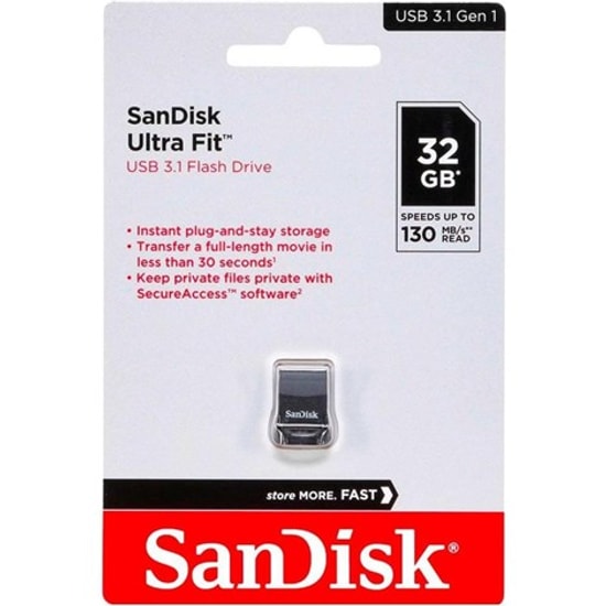 SanDisk Ultra Fit 32GB USB 3.1 Flash Bellek (SDCZ430-032G-G46) - 130MB/s Hız, Kompakt Tasarım, Plug and Stay Tasarım