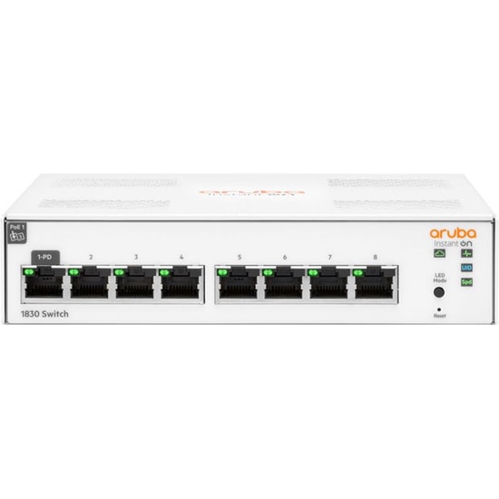 Aruba Instant On 1830-8G (JL810A) Switch - 8 Port Gigabit PoE, Toplam 30W PoE, Yönetilebilir Kompakt Güvenilir Anahtar