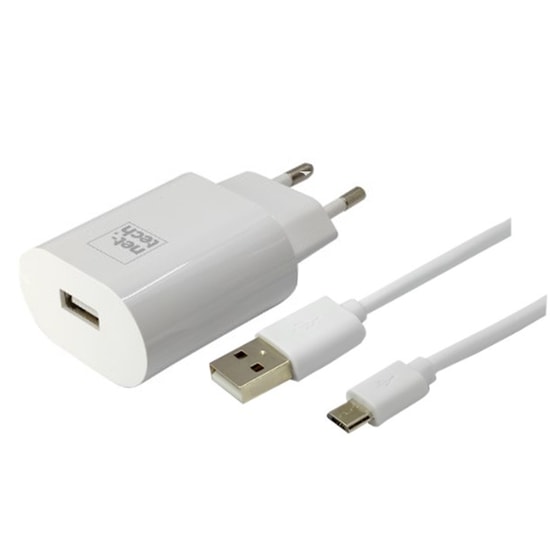 Nettech NT-HCH01 10W 2400 mAh Micro USB Şarj Aleti (NT-31155) - Hızlı Şarj Desteği, 100 Cm, Beyaz, 1 USB Çıkışlı Set