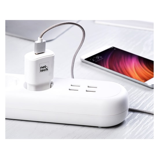 Nettech NT-HCH01 10W 2400 mAh Micro USB Şarj Aleti (NT-31155) - Hızlı Şarj Desteği, 100 Cm, Beyaz, 1 USB Çıkışlı Set