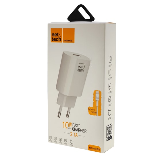 Nettech NT-HCH01 10W 2400 mAh Micro USB Şarj Aleti (NT-31155) - Hızlı Şarj Desteği, 100 Cm, Beyaz, 1 USB Çıkışlı Set