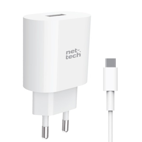 Nettech NT-HCH02 10W Hızlı Şarj Aleti (NT-31156) - Beyaz, Type-C Kablolu, 10.5W, 1 Çıkış, Harici Kablo