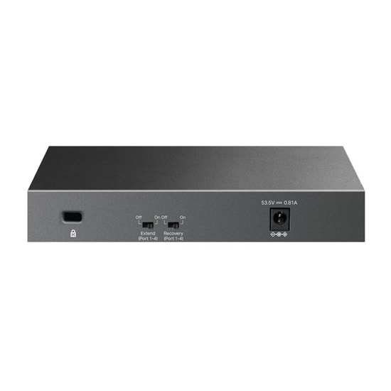 TP-Link LS106LP Switch - 4 Port 10/100Mbps PoE (41W, 250m), 2xRJ45 Uplink, Metal Kasa, Yönetilemez, Tak Çalıştır Anahtar