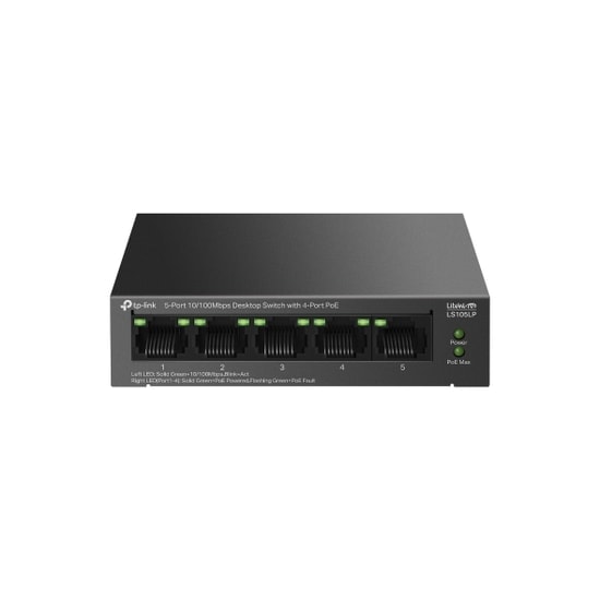 TP-Link LS105LP 5 Port 10/100 Switch - 4x PoE+ (41W), 250m Extend Modu, Metal Kasa, Masaüstü, Tak ve Çalıştır