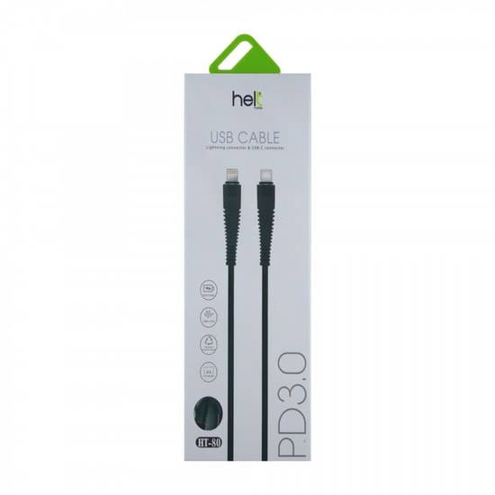 Helt HT-80 Lightning 100 Cm Şarj ve Data Kablosu (NT-21502) - Siyah, İp Örgü Tasarım, Hızlı Şarj Desteği Veri Aktarımı