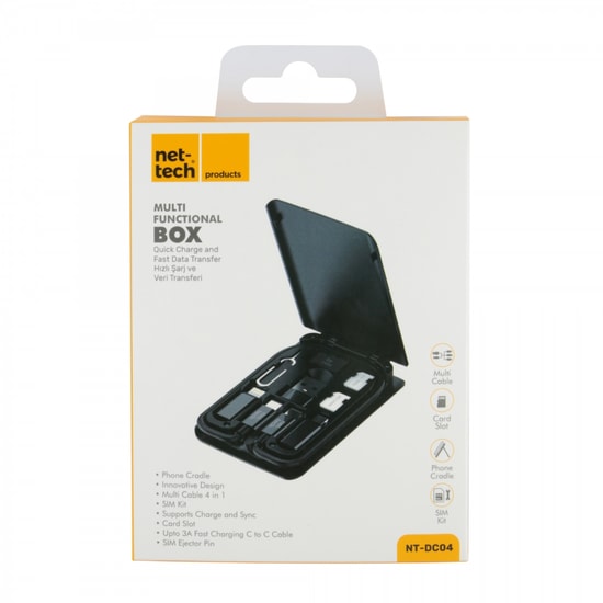 Nettech NT-DC04 Plastik 20 Cm Usb To Micro + Lightning + Type-C Şarj Ve Data Kablosu (Siyah)