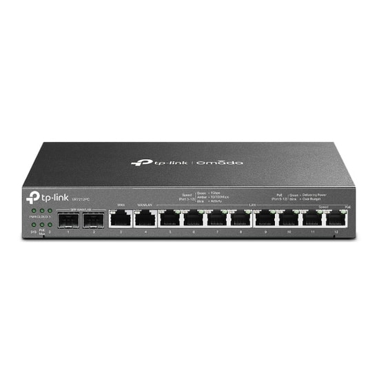 TP-Link Omada ER7212PC Gigabit VPN Router - 12 Port, PoE+, 2 SFP, 4 WAN, Merkezi Yönetim, Güvenlik Duvarı, Yük Dengeleme