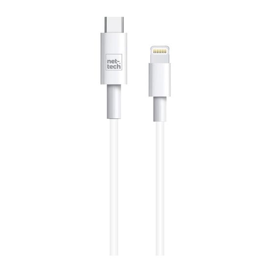 Nettech NT-DC10 2.4A 100 Cm Type-C To Lightning Şarj ve Data Kablosu (Beyaz) - Hızlı Şarj, Plastik Tasarım