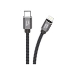 Nettech NT-DC11 PD 20W Type-C To Lightning 300cm İp Örgü Şarj ve Data Kablosu - Siyah, Hızlı Şarj Desteği