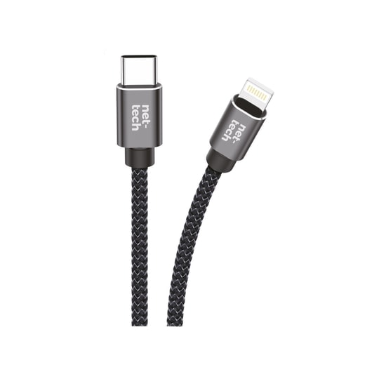 Nettech NT-DC11 PD 20W Type-C To Lightning 300cm İp Örgü Şarj ve Data Kablosu - Siyah, Hızlı Şarj Desteği
