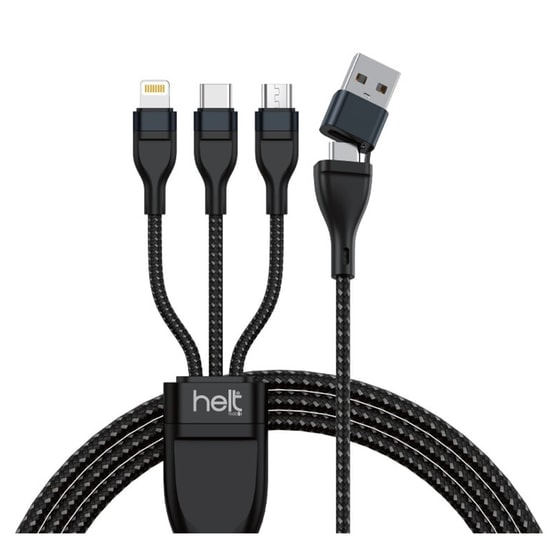 Nettech NT-DC13 100 Cm İp Örgü 18W USB To Micro + Lightning + Type-C Hızlı Şarj ve Data Kablosu (Siyah)
