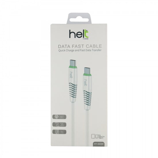 Helt HT-DC09 Plastik 120 Cm Type-C To Type-C Şarj ve Data Kablosu (NT-31287) - Beyaz, Hızlı Şarj, Dayanıklı Tasarım