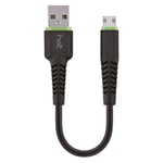 Helt HT-DC12 Siyah 20cm Kısa USB Micro Şarj ve Data Kablosu - Plastik, Micro Uyumlu, Yüksek Hızlı Veri Aktarımı