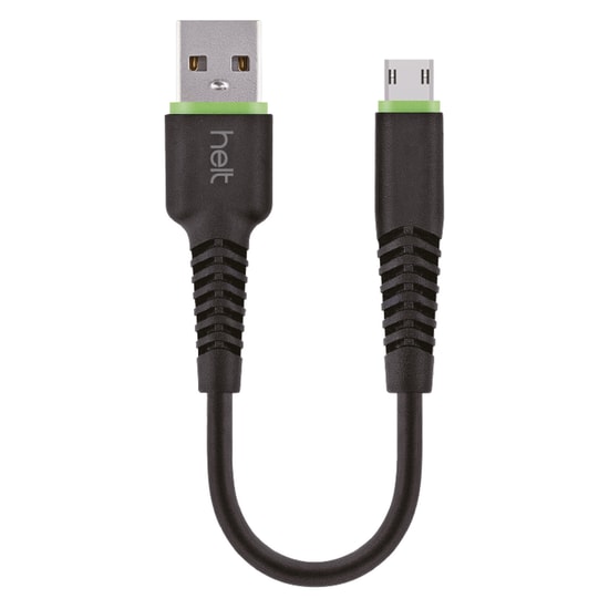 Helt HT-DC12 Siyah 20cm Kısa USB Micro Şarj ve Data Kablosu - Plastik, Micro Uyumlu, Yüksek Hızlı Veri Aktarımı