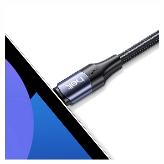 Helt HT-DC15 100W PD Type-C To Type-C İp Örgü Şarj Kablosu (NT-31293) - 120 Cm, Hızlı Şarj ve Veri Aktarımı, Siyah