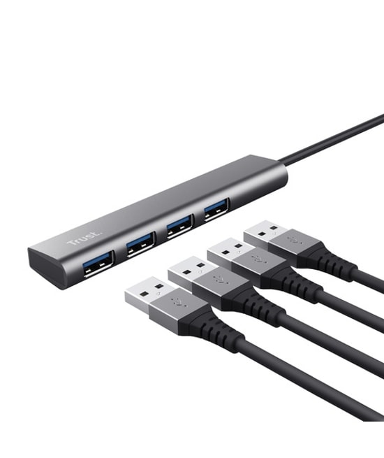 Trust TRU24947 4 Port USB 3.2 Gen 1 Hub - 4 Bağlantı Noktalı Hızlı Veri Aktarım, USB Dock 