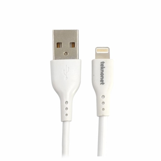 Teknonet TN-DC17 Plastik 100 Cm USB to Lightning Hızlı Şarj Data Kablosu (NT-96629) - 1 Metre, Beyaz, Dayanıklı Tasarım